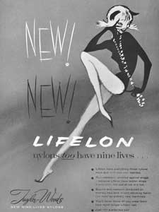 1958 Taylor-Woods Lifelon Nine-Lives Nylons - vintage ad