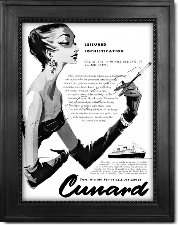 vintage 1958 Cunard ad