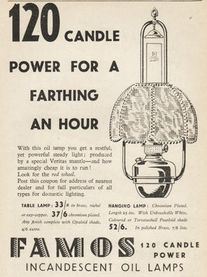 1935 Famos Lamps - vintage ad
