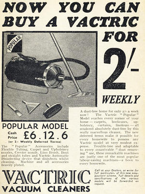 1936 Vactric Vacuum Cleaner - vintage ad