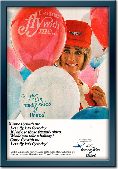 1969 United Airlines  - framed preview retro