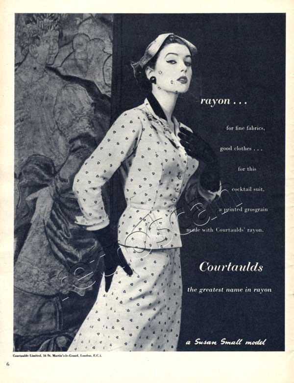 1953 Coutaulds Vintage Fashion Ad - Retrofair