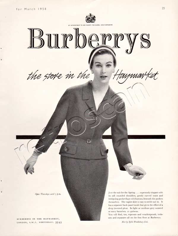1958 Burberrys Vintage Fashion Ad - Retrofair