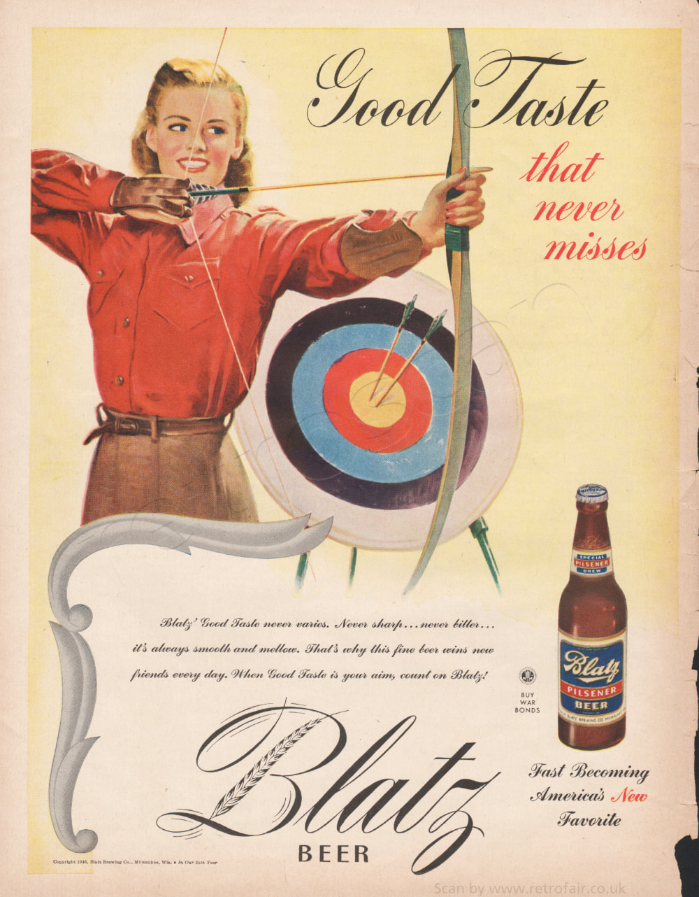 1942 Blatz Beer - unframed vintage ad