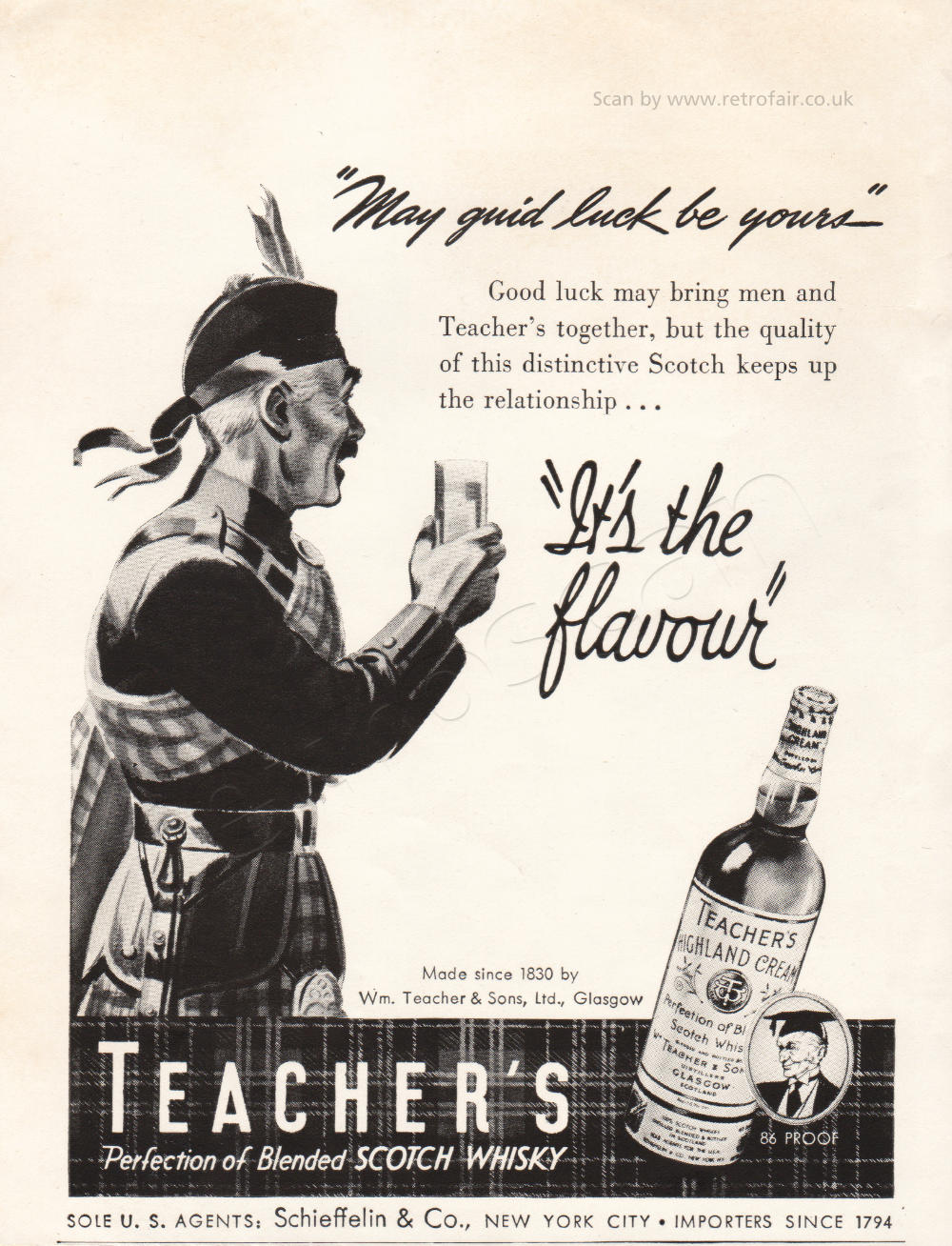 1942 Teacher's Scotch Whisky - unframed vintage ad