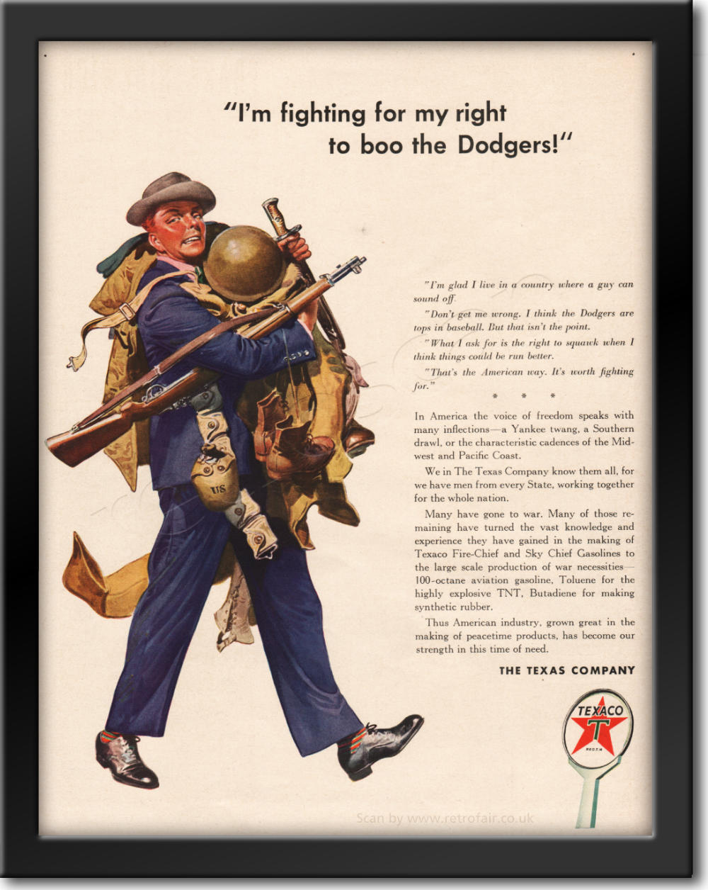 1941 Texaco Oil - framed preview vintage ad