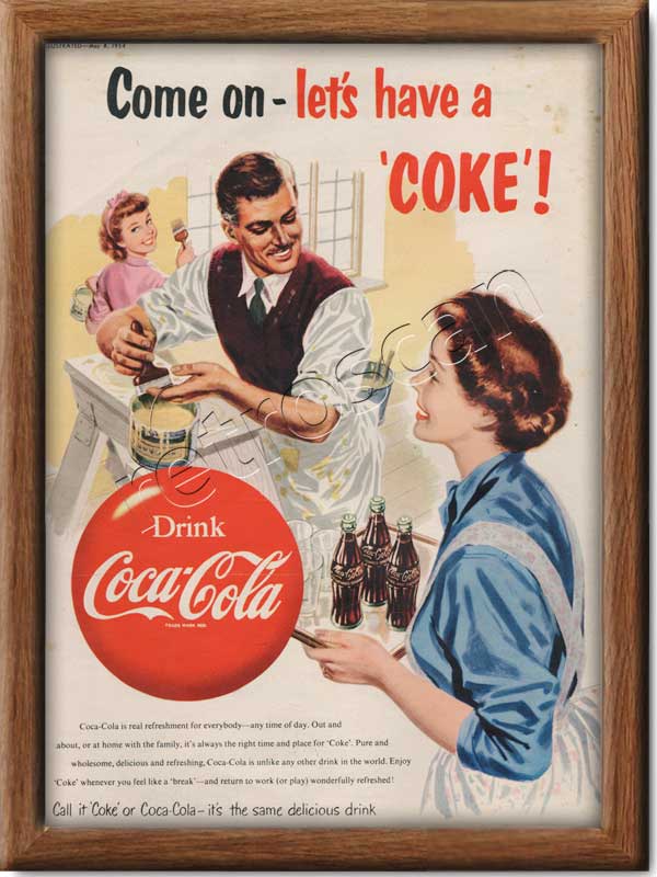 1954 Vintage Coca Cola Painting Ad - framed preview