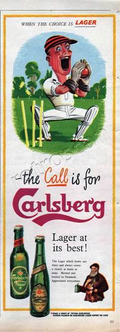 vintage 1955 Carlsberg Lager cricket