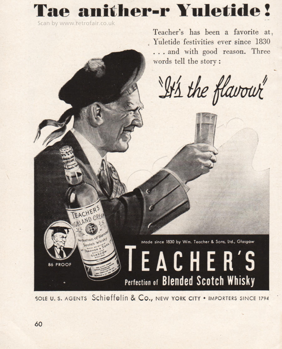 1943 Teachers Scotch Whisky - unframed vintage ad