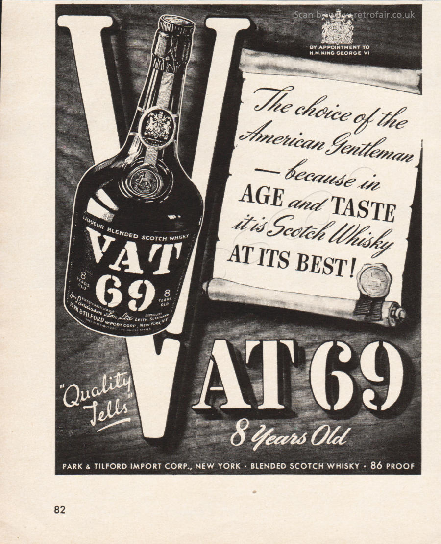 1943 VAT 69 Scotch Whisky - unframed vintage ad