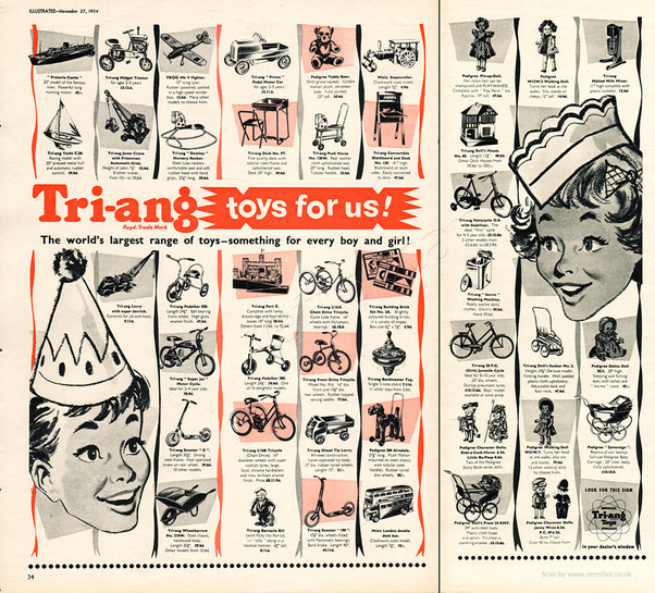 1954 Tri-ang Toys - unframed vintage ad