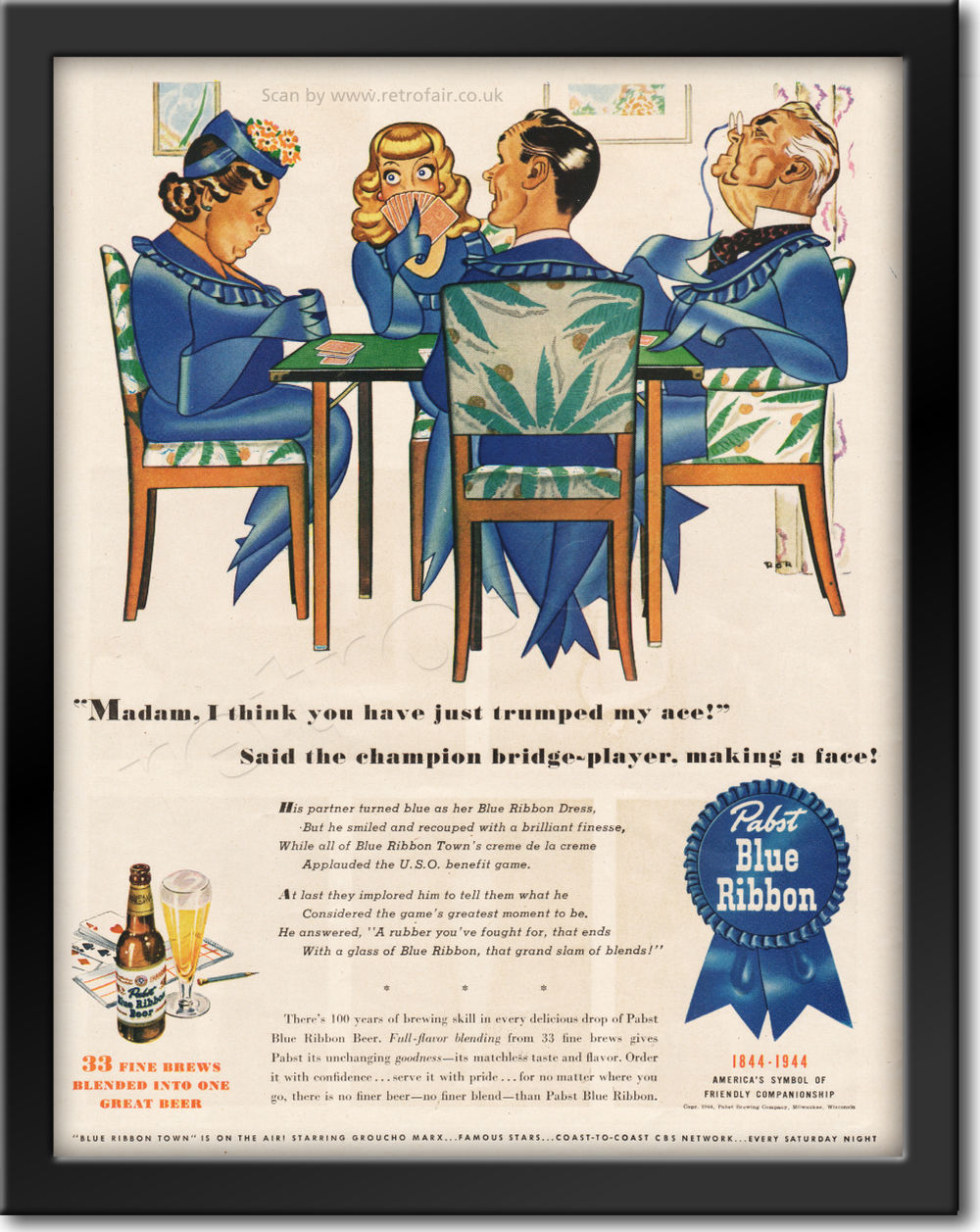 1944 Pabst Blue Ribbon - framed preview retro