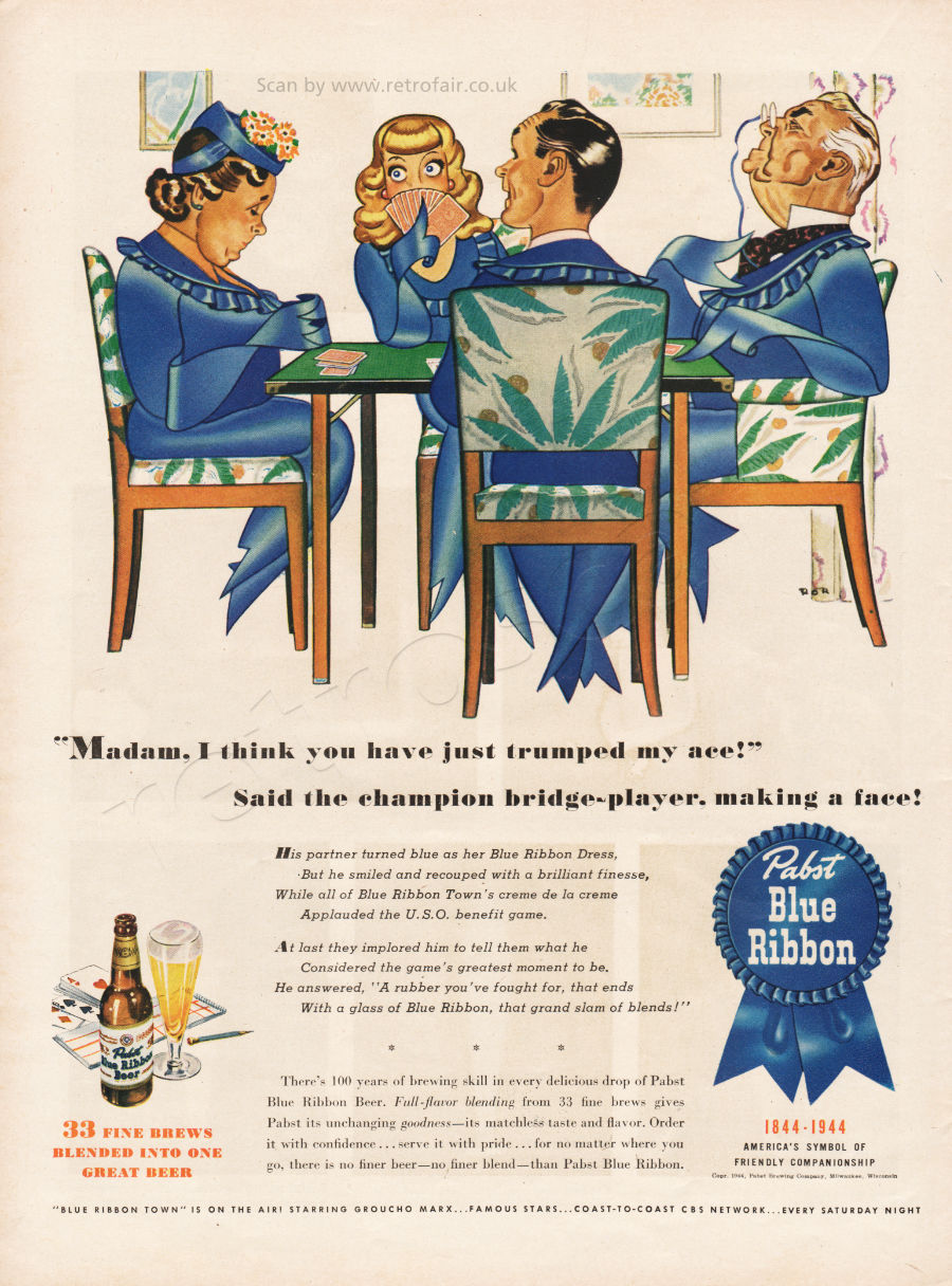 1944 Pabst Blue Ribbon - unframed vintage ad
