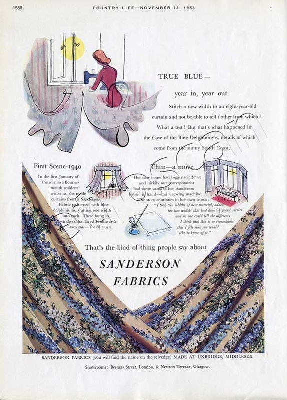 1953 vintage Sanderson Fabrics ad
