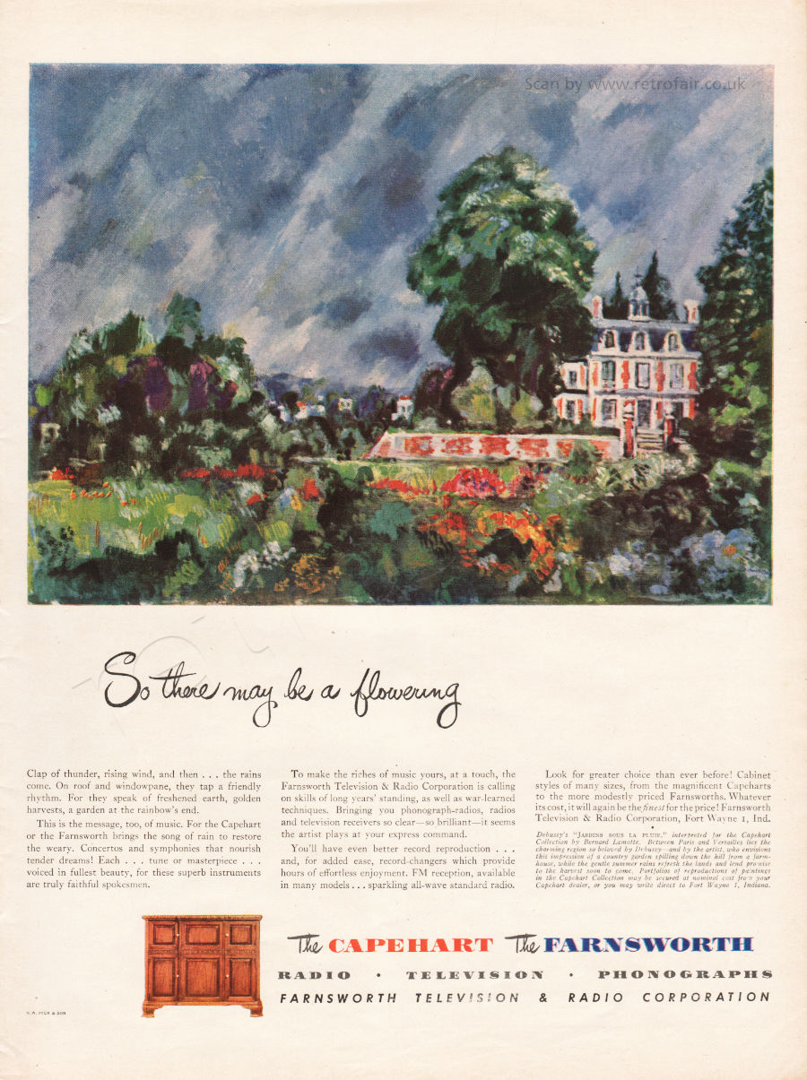  1945 Farnsworth Televisions - unframed vintage ad