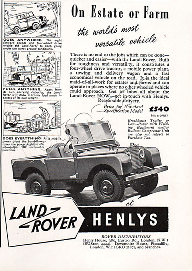 1950 Land Rover  vintage ad