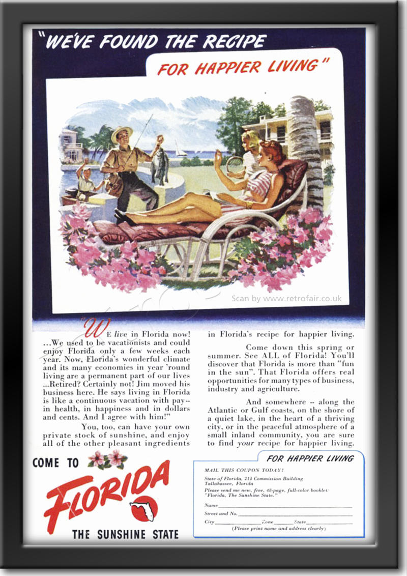 1948 Florida Tourism  - framed preview