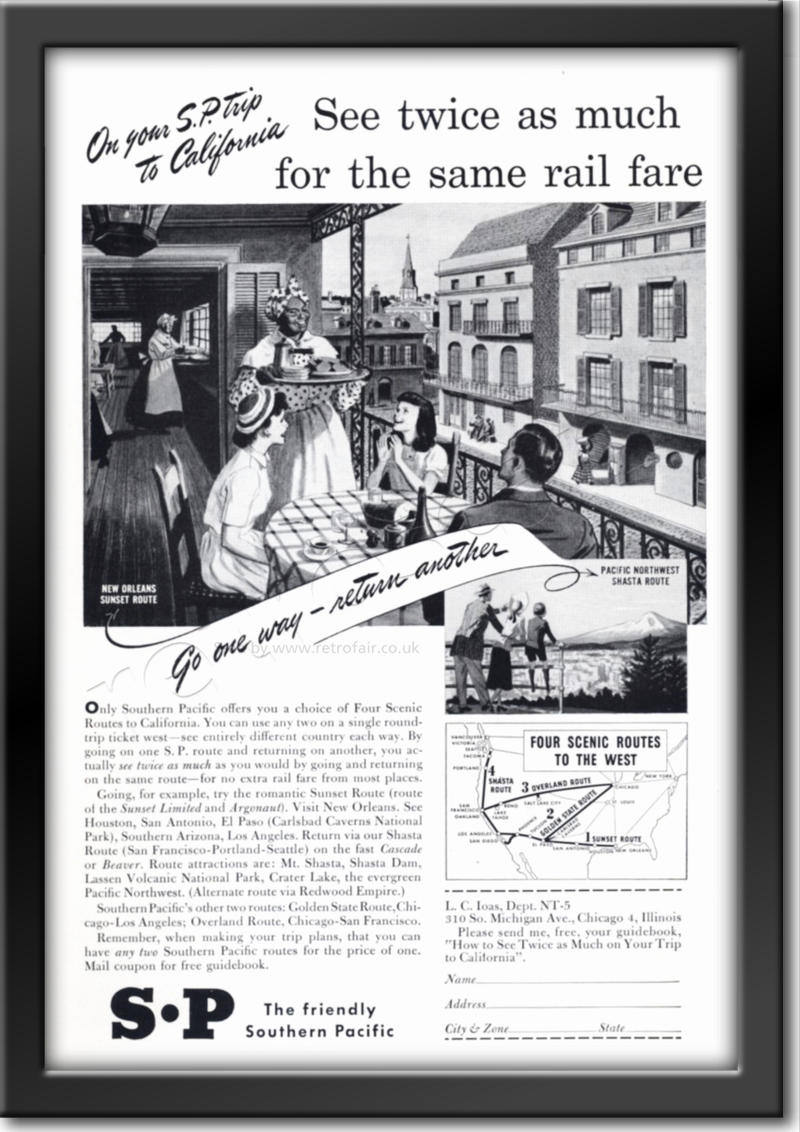 vintage 1948 Southern Pacific advert