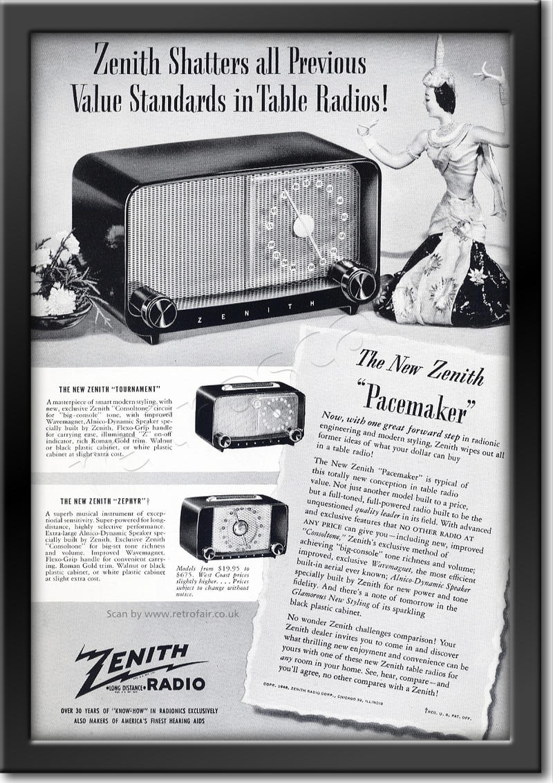 1948 Zenith Radio vintage ad