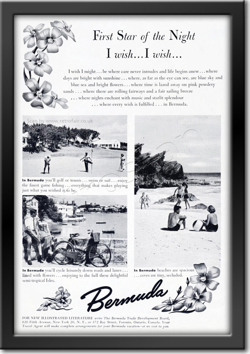 1949 vintage Bermuda Tourism advert