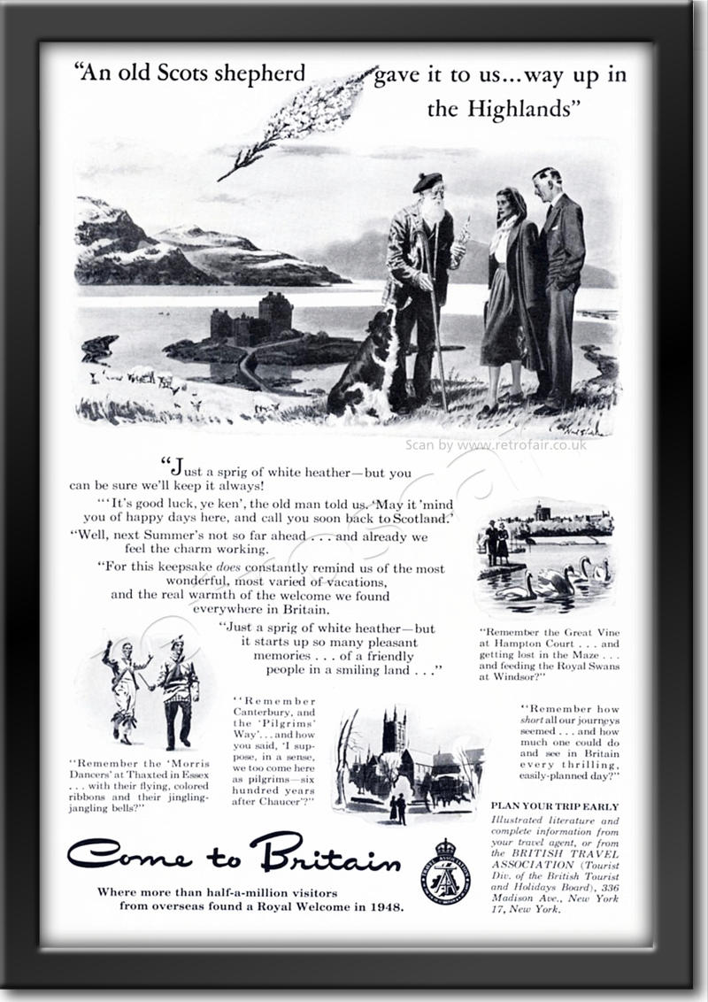 1949 vintage British Tourist Authority  Scotland advert