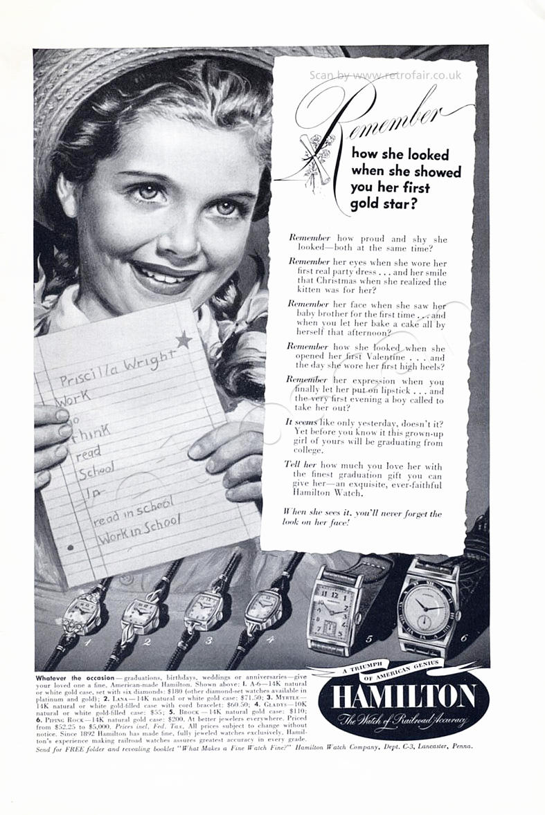 1949 Hamilton Watches ad