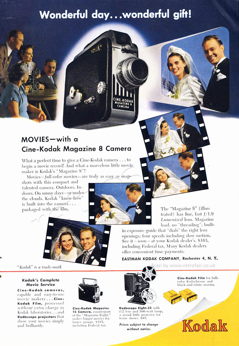 1949 Kodak cine vintage ad