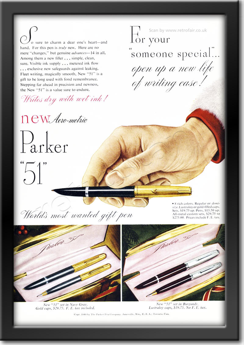 1949 vintage Parker Pens ad