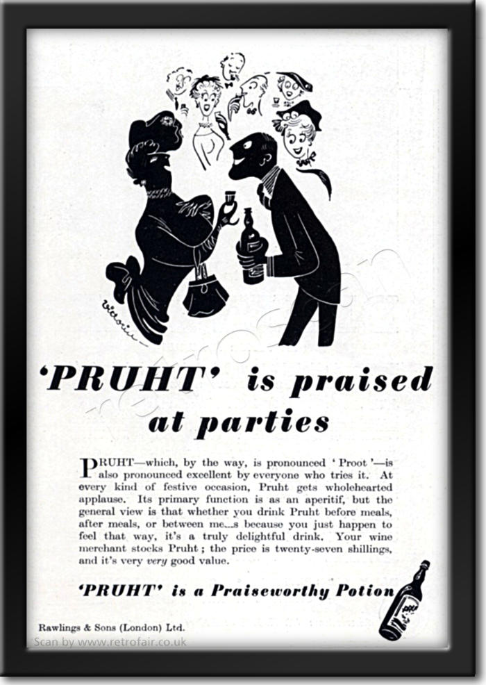 1949 vintage Pruht Liqueur Ad