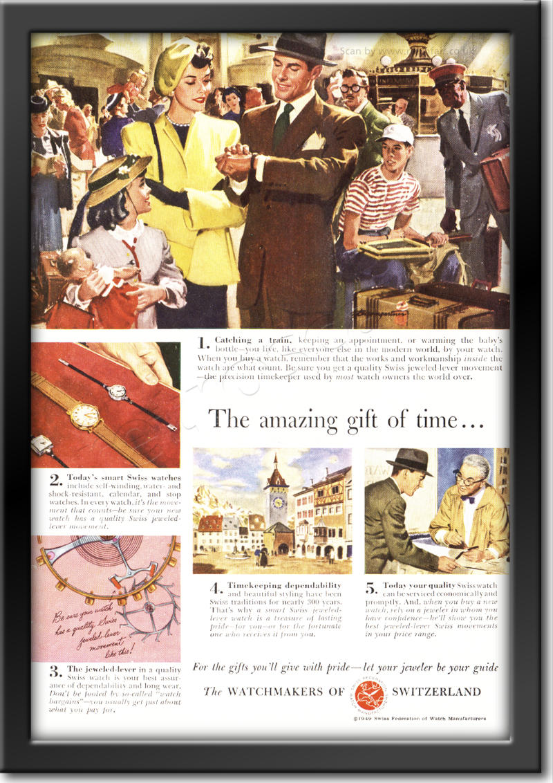 1949 Watchmakers of Switzerland - framed preview retro