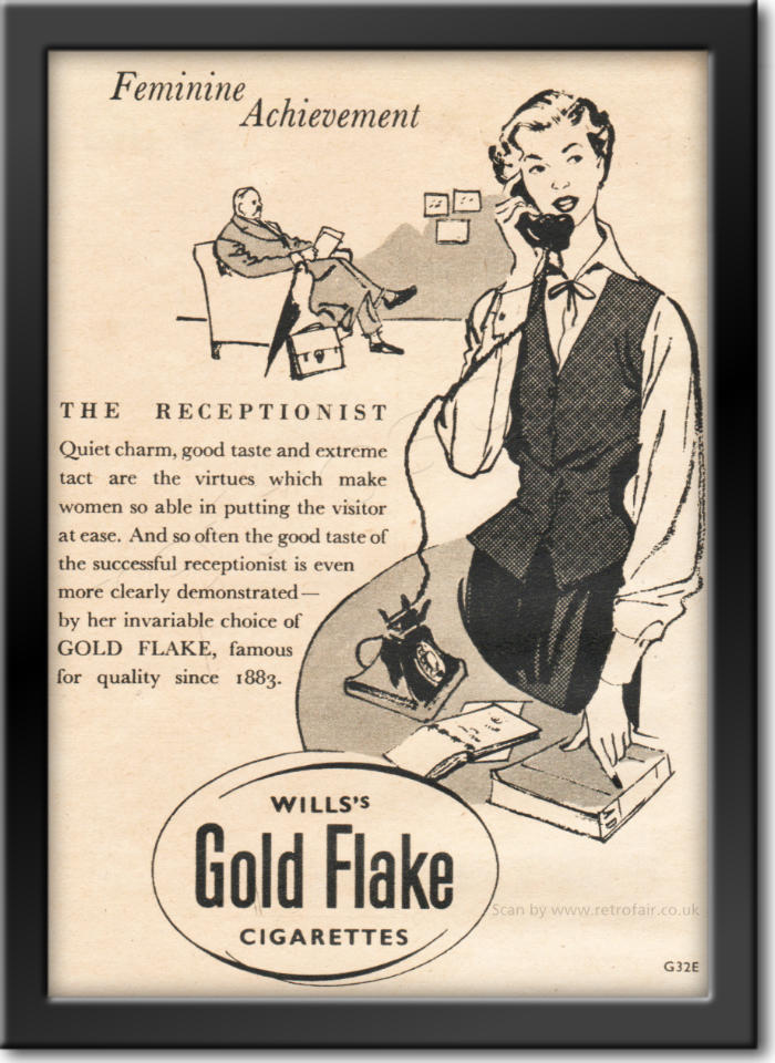 1949 Wills's Gold Flake - framed preview vintage ad