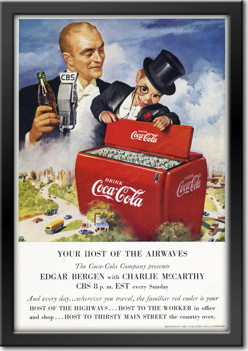 vintage Coca Cola Edgar Bergan & Charlie McCarthy  advert