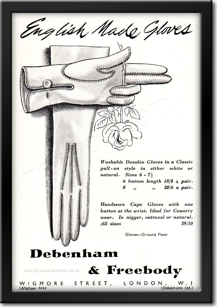 vintage 1950 Debenham & Freebody - Gloves