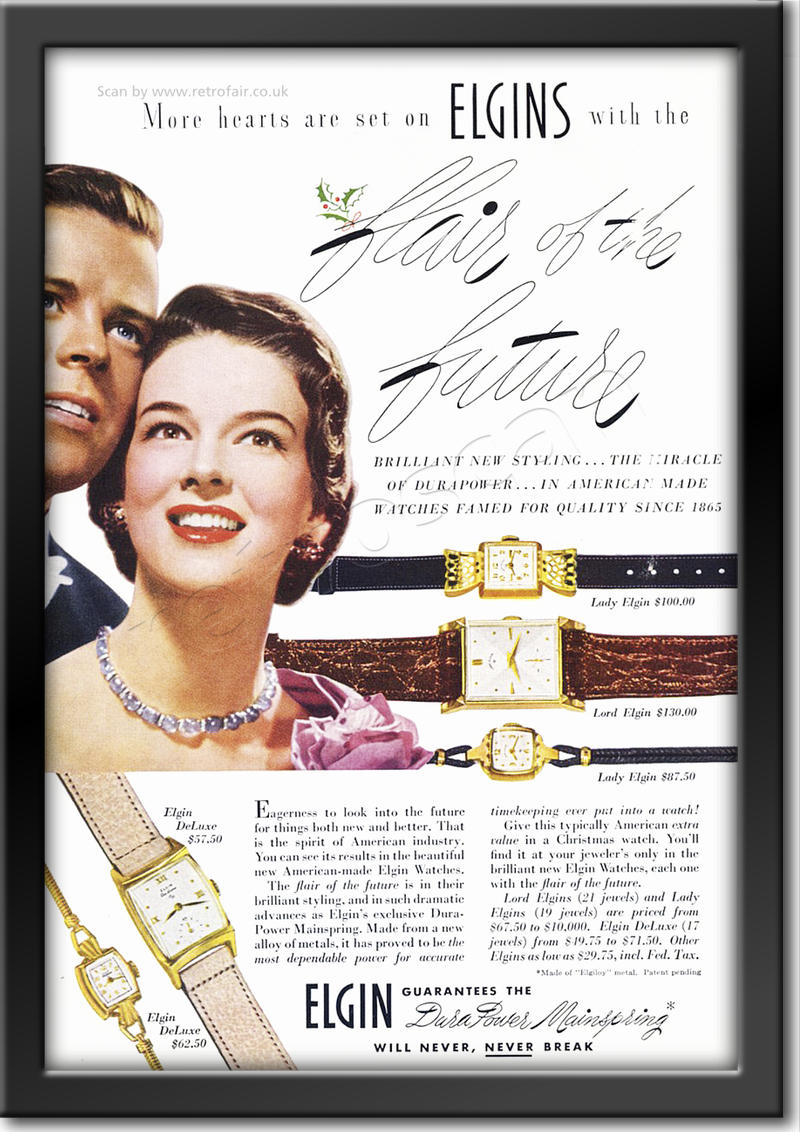 vintage 1950 Elgin Watches  advert