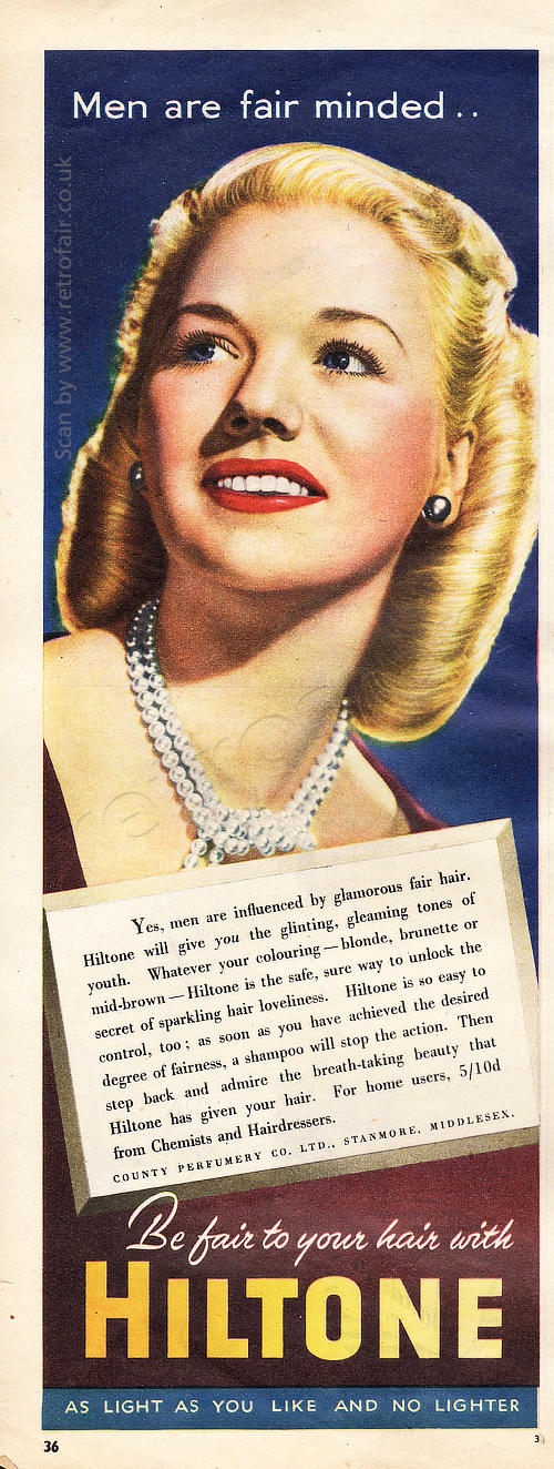 1950 Hiltone Hair Colour Vintage Magazine Advert