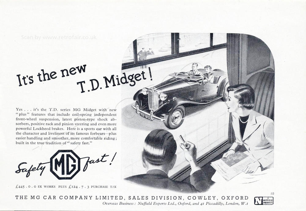 retro MG TD Midget advert