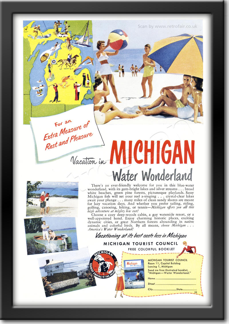 1950 vintage Michigan Tourism advert