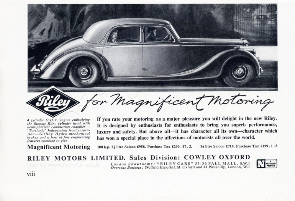 1950 vintage Riley ad