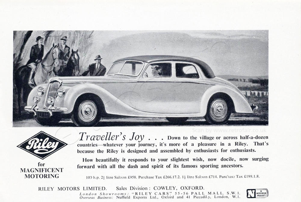 1950 Vintage Riley motors ad