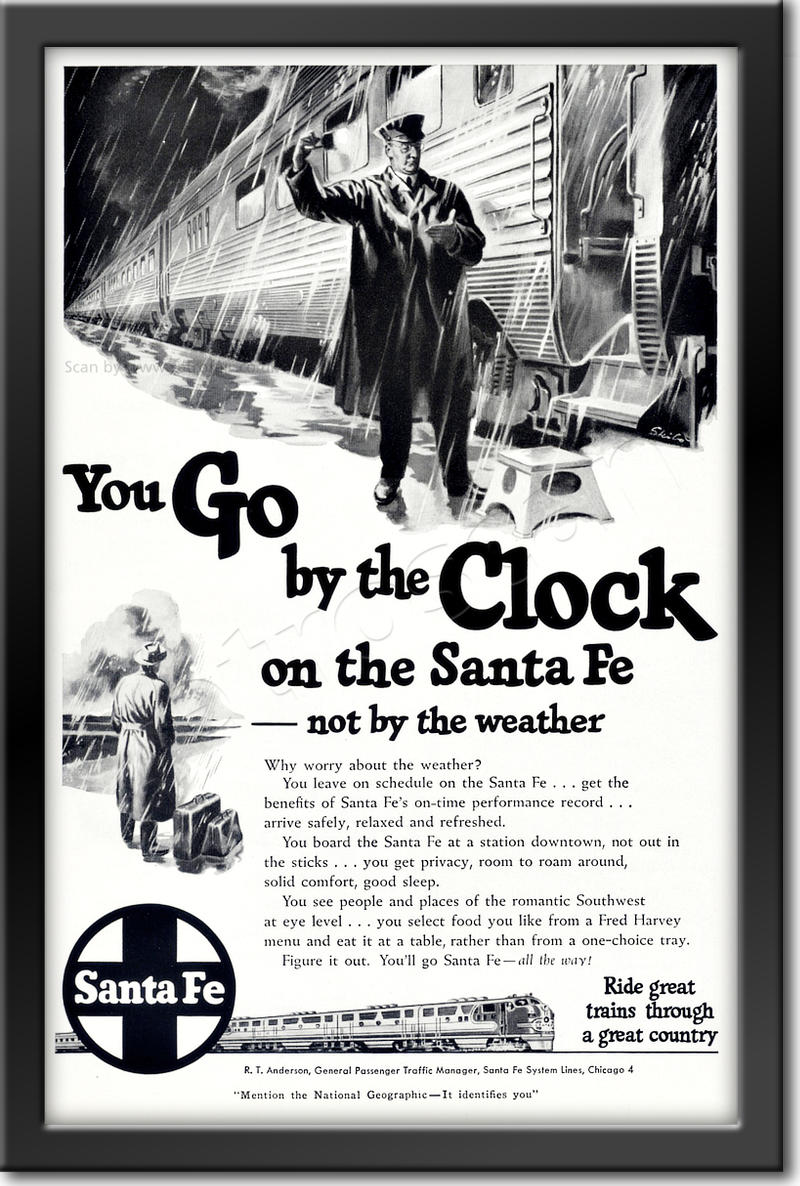 1950 vintage Santa Fe Railroad advert