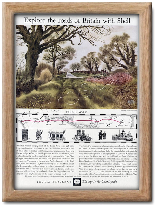 Shell Guide to The Fosse Way Midlands England painted  by David Gentleman