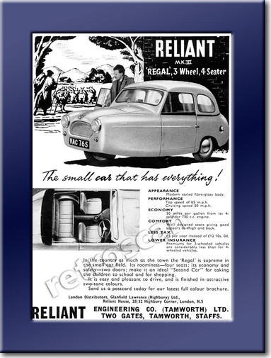 1958 Reliant 'Regal' - framed preview vintage ad