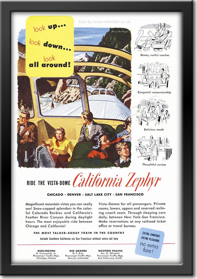1951 vintage California Zephyr advert