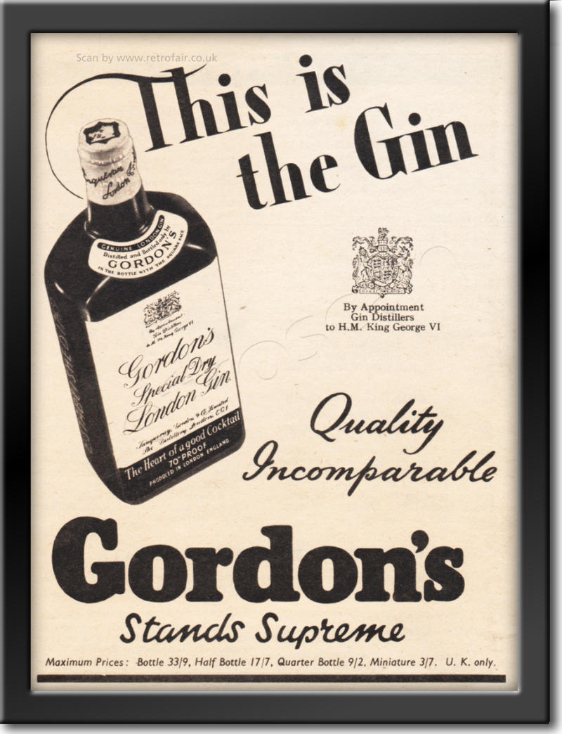 1951 Gordon's Gin - framed preview vintage ad