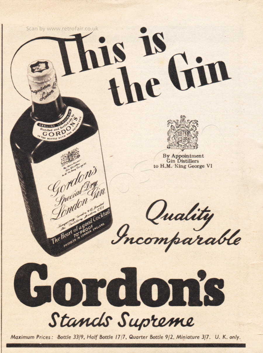 1951 Gordon's Gin - unframed vintage ad