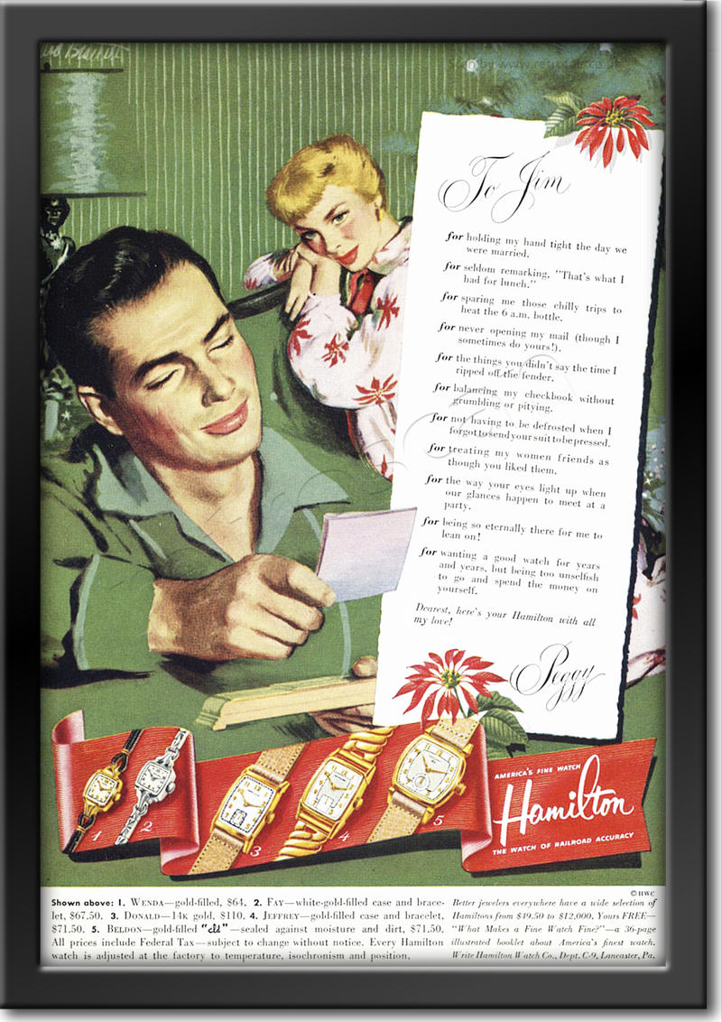 vintage 1951 Hamilton Watches  ad