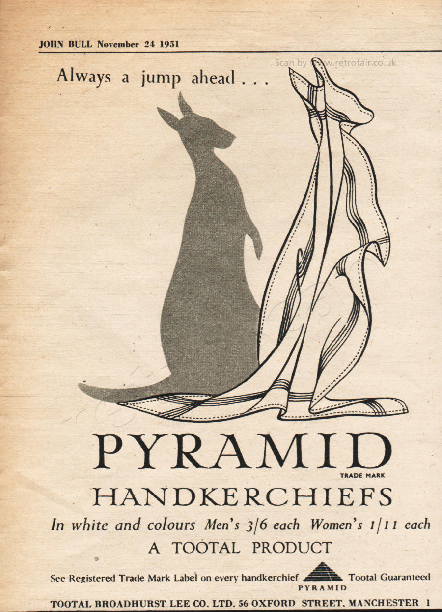 1951 Pyramid Handkerchiefs  - unframed vintage ad