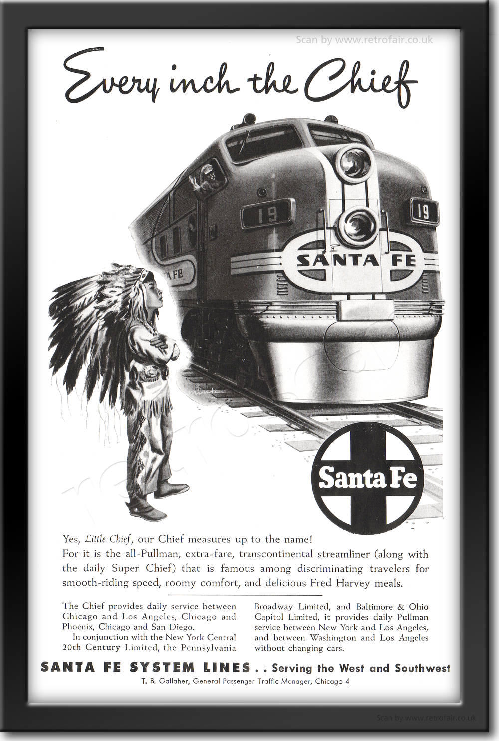 1951 Santa Fe System Lines - framed preview retro