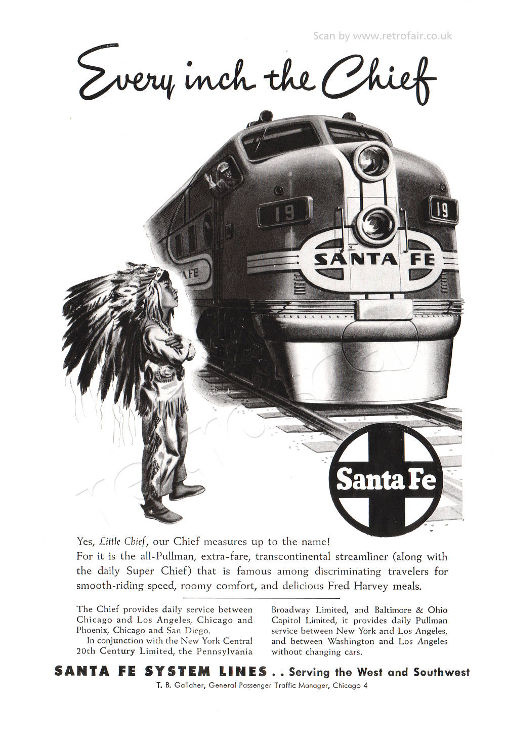 1951 Santa Fe System Lines - unframed vintage ad