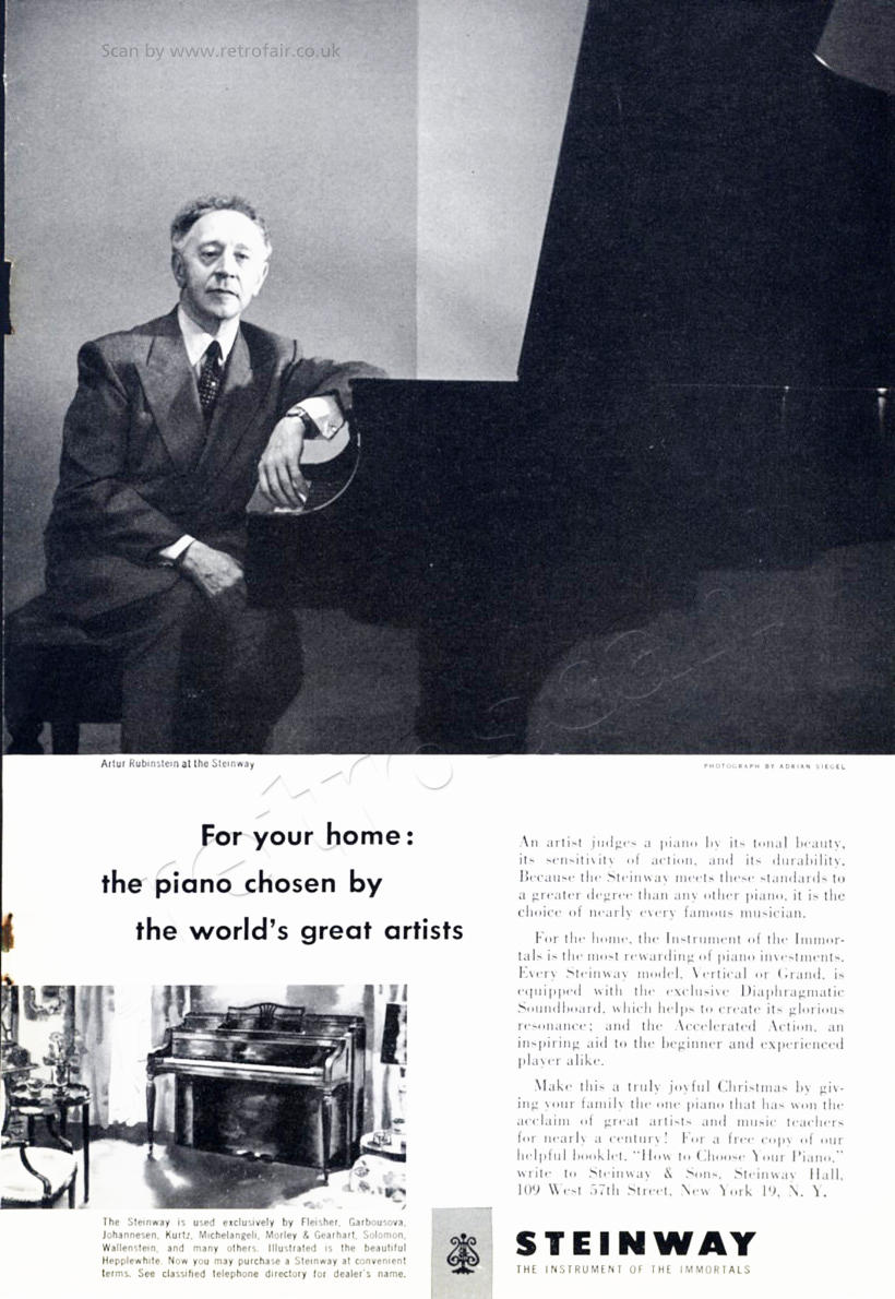 1951 Steinways Pianos Artur Rubinstein 